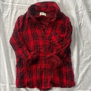 Cosmic Blue Love Plaid Red Shirt 100% Cotton
